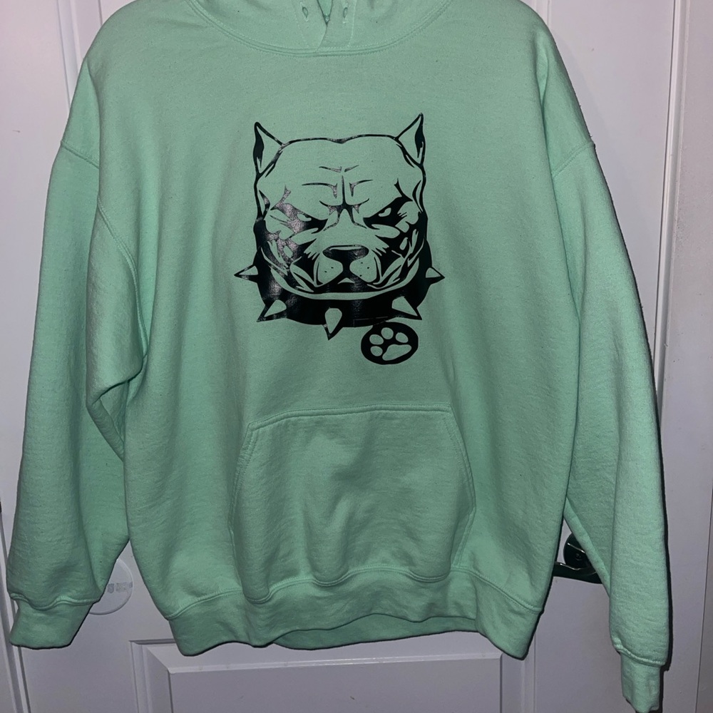 Mint Green Bulldog Graphic Hoodie